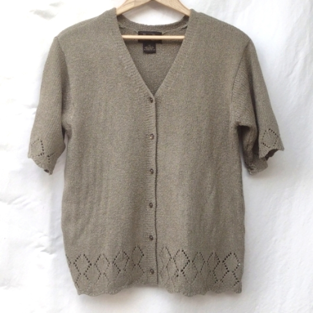 Vintage Requirements Sage Short Sleeve Cardigan L